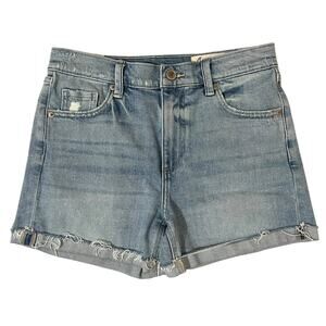 Cosmic Blue Love (26) Cuffed Distressed Cut Off Hem Light Wash Jean Shorts